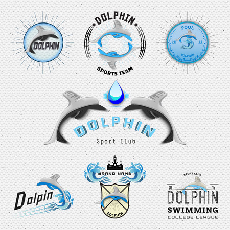 Dolphin badges logos and labels It can be used for product design, team name, and clubsのイラスト素材