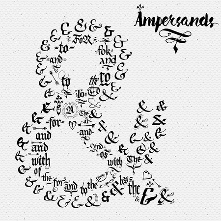 Ampersands Hand Drawn and catchwords it can be used to design greeting cards, scrapbooking, brandingのイラスト素材
