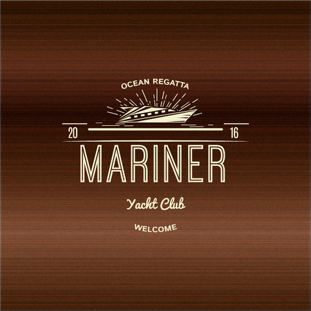 Mariner Yacht club badges logos and labels for any use, on a wooden backgroundのイラスト素材