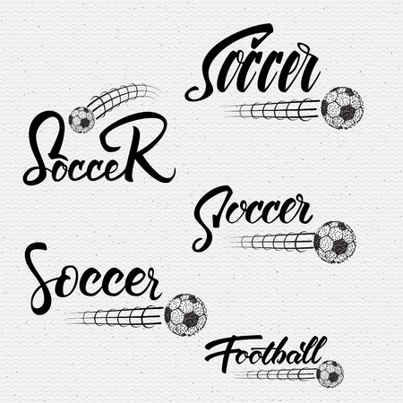 Football, Soccer Hand lettering badges labels can be used for design, presentations, brochures, flyers, sports equipment, corporate identity, salesのイラスト素材