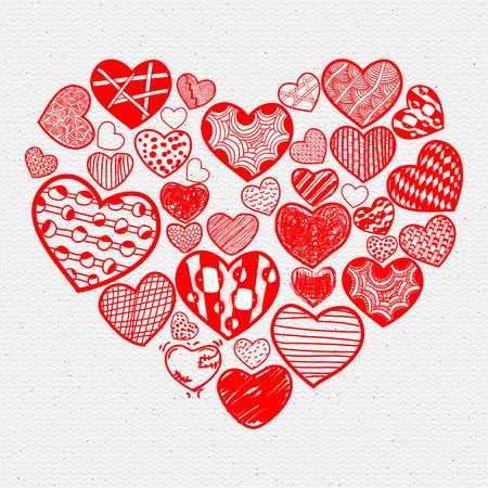 Heart Icons Set, hand drawn, doodl icons and illustrations It can be used for valentines and weddingのイラスト素材