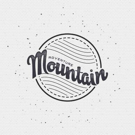 Graphical representation of the mountain icon rays word Gora write calligraphy - lettering, assembled in a typographic sign Fontsのイラスト素材