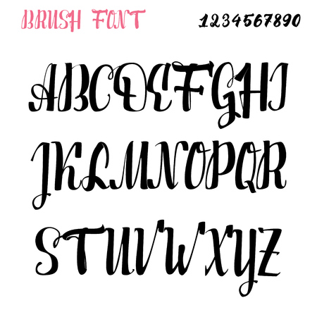 Hand drawn font handwriting brush It can be used to design logos, badges, labels, postcards, postersのイラスト素材