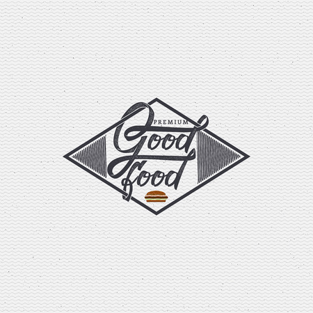 Good food - insignia is made with the help of lettering and calligraphy skills, use the right typography and composition.のイラスト素材