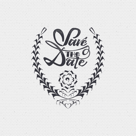 Save the date - calligraphic lettering badge label for design invitation, with texture mapping imitation foilのイラスト素材