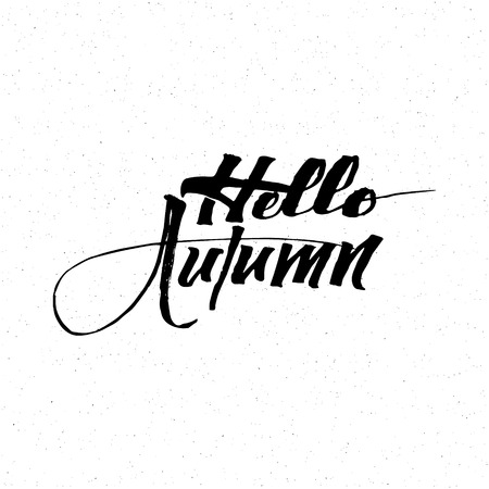 Hello Autumn - Badge drawn by hand, using the skills of calligraphy and lettering, collected in accordance with the rules of typographyのイラスト素材