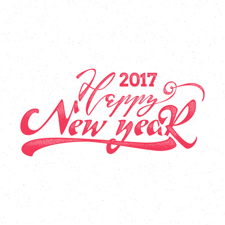Happy new year 2017- Badge drawn by hand, using the skills of calligraphy and lettering, collected in accordance with the rules of typography.のイラスト素材