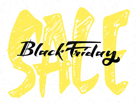 Sale black friday Badge drawn by hand, using the skills of calligraphy and lettering, collected in accordance with the rules of typographyのイラスト素材