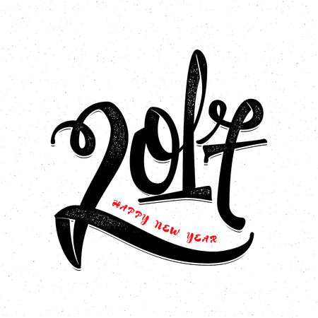 Happy new year 2017- Badge drawn by hand, using the skills of calligraphy and lettering, collected in accordance with the rules of typography.のイラスト素材