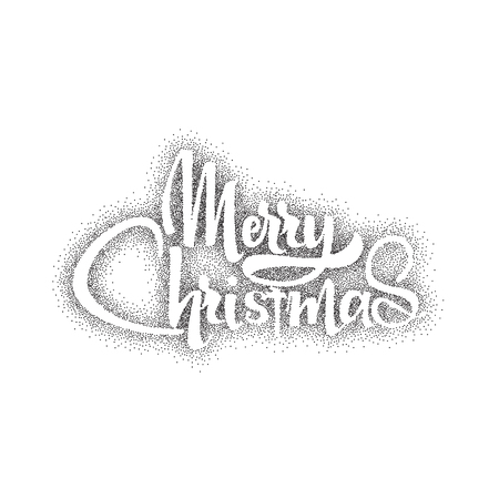 Merry christmas and happy new year 2017 hand-lettering text . Badge drawn by hand, using the skills of calligraphy and lettering, collected in accordance with the rules of typography.のイラスト素材