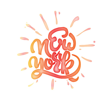 New York - Badge drawn watercolor by hand, using the skills of calligraphy and lettering, collected in accordance with the rules of typography.のイラスト素材