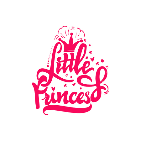 Little Princess - hand-lettering text . Badge drawn by hand, using the skills of calligraphy and lettering, collected in accordance with the rules of typography.のイラスト素材