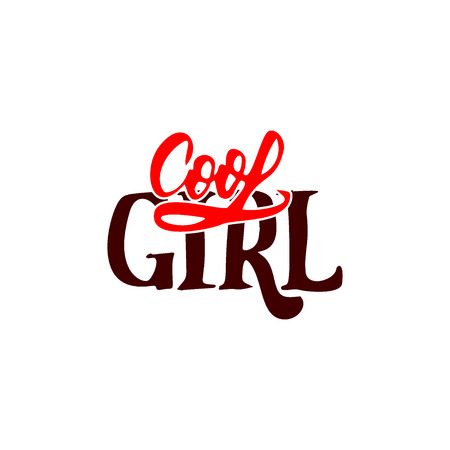 Cool girl - hand-lettering text . Badge drawn by hand, using the skills of calligraphy and lettering, collected in accordance with the rules of typography.のイラスト素材