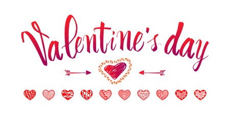 Happy Valentine's day. Cards - handmade, created calligraphic toolsのイラスト素材