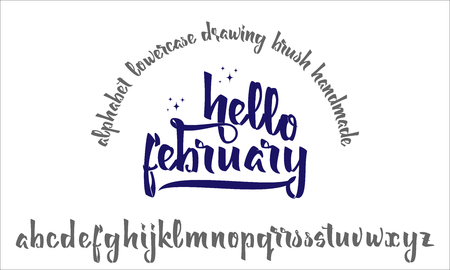 Font drawn on the basis of handwriting calligraphy, modern cursive script brush. Hello february.のイラスト素材