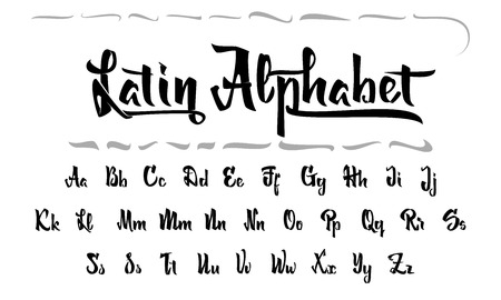 Font drawn on the basis of handwriting calligraphy, modern cursive script brush.のイラスト素材