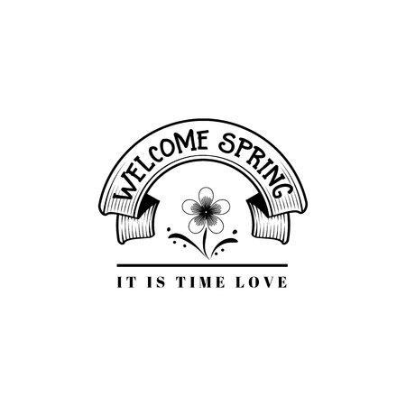 Badge set for small businesses - Spring. The pattern printing plate handmade works written by hand font. It can be used in a corporate style, prints, for your designのイラスト素材