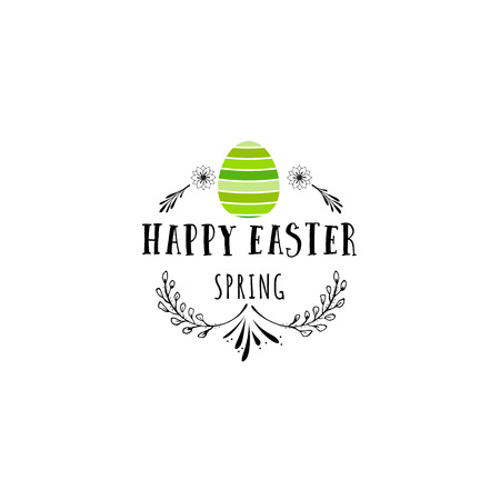 Typographic badges - Happy Easter. On the basis of script fonts, handmade. It can be used to design your printed productsのイラスト素材