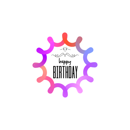 Badge as part of the design - Happy Birthday Sticker, stamp, logo - for design, hands made.のイラスト素材