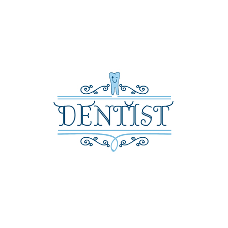 Typographic badges - Dental clinic. On the basis of script fonts, handmade. It can be used to design your printed productsのイラスト素材
