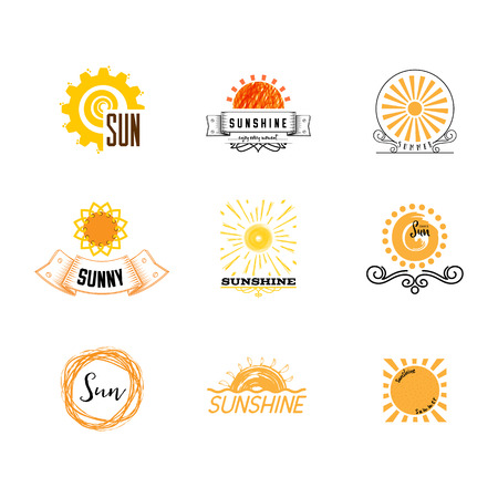 Badge as part of the design - Sun and summer. Sticker, stamp, logo - hands made.のイラスト素材