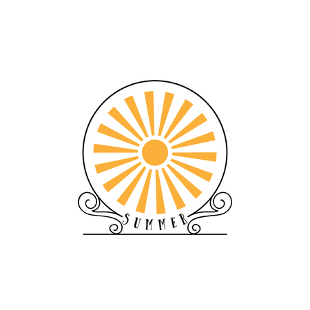 Badge as part of the design - Sun and summer. Sticker, stamp,  - hands made.のイラスト素材