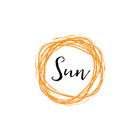 Badge as part of the design - Sun and summer. Sticker, stamp, logo - hands made.のイラスト素材