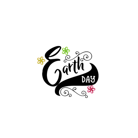 Badge as part of the design - Earth day. Sticker, stamp, logo - hand made.のイラスト素材
