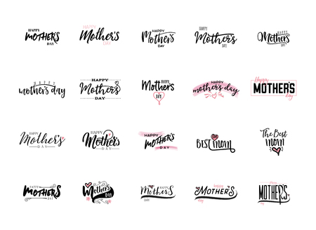 lettering and calligraphy modern - Mothers day. Sticker, stamp, logo - hand madeのイラスト素材