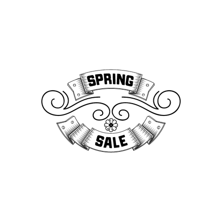 Spring sale badge design . Sticker, stamp, logo - handmade. With the use of typography elements, calligraphy and letteringのイラスト素材