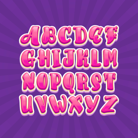 Vector Alphabet. Game font Unique Custom Characters. Hand Lettering for Designs - logos, badges, postcards, posters, prints. Modern brush handwriting Typography.のイラスト素材