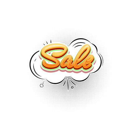 Sale pop art splash, cloud. Comic text speech bubble.のイラスト素材