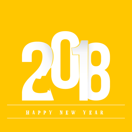 2018 Happy New Year banner, yellow designer posterのイラスト素材