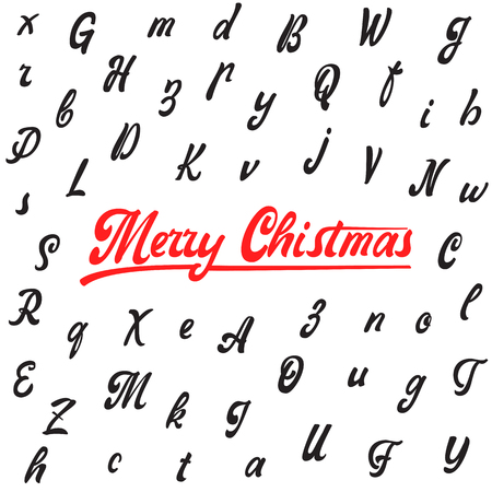 Merry Christmas, handwritten latin alphabet, can be used for anything.のイラスト素材