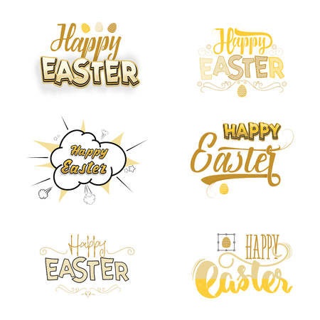 Happy Easter. Hand Drawing Vector Lettering design. Can be used for posters, postcards, prints on clothes.のイラスト素材