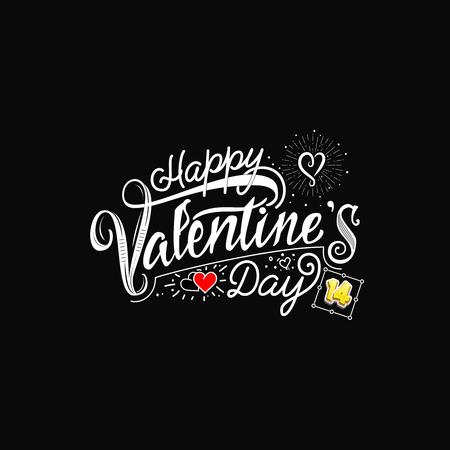 Happy Valentines day. Hand Drawing Vector Lettering design.のイラスト素材