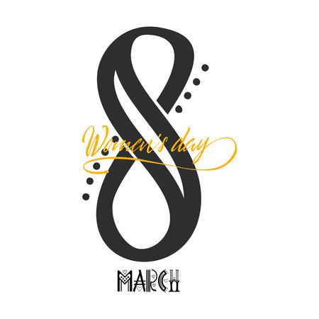 March 8, greeting card, lettering, for the design of the international women s day.のイラスト素材