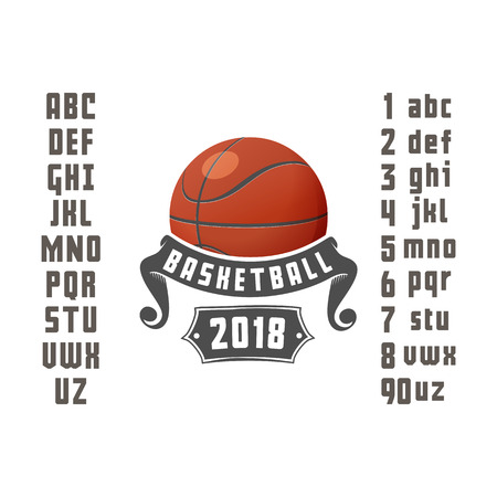 Set of basketball - badge, logo and font. Vector illustration.のイラスト素材