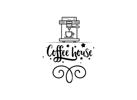 Coffee Hipster Vintage Stylized Lettering badge. Vector Illustrationのイラスト素材