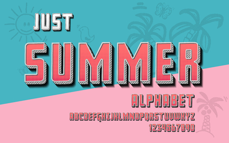 Latin alphabet. Summer font in cute 3d style.のイラスト素材