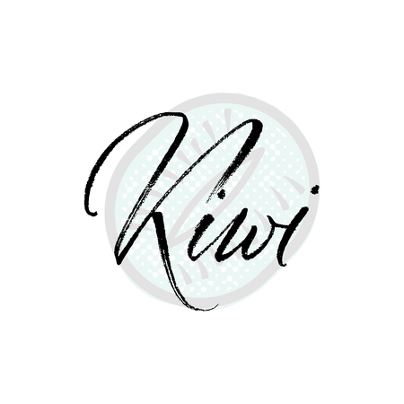 Kiwi word on background illustration. Fruit web element, Isolated Vector.のイラスト素材