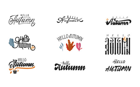 Vector set of lettering phrase. Hand drawn seasons inspiration quotes. Handwritten modern brush calligraphy for invitation and greeting card, t-shirt, prints and postersのイラスト素材