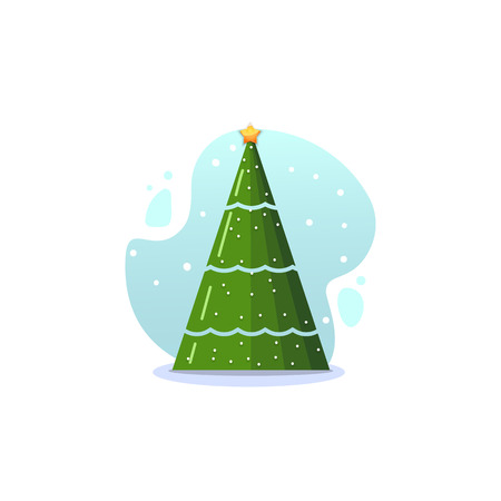 Christmas fir, isolated vector illustration. Modern flat style. On a white backgroundのイラスト素材