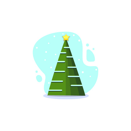 Christmas fir, isolated vector illustration. Modern flat style. On a white backgroundのイラスト素材