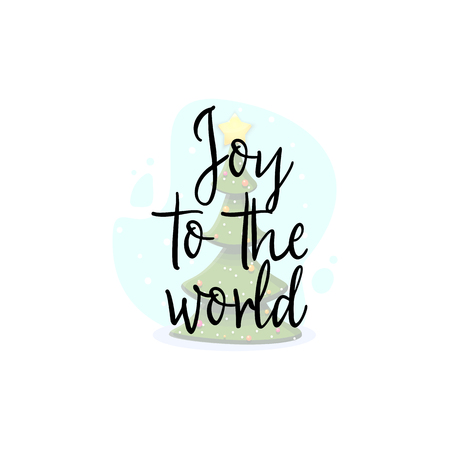 Joy to the world. Festive banner on a white background with 3d stars.のイラスト素材