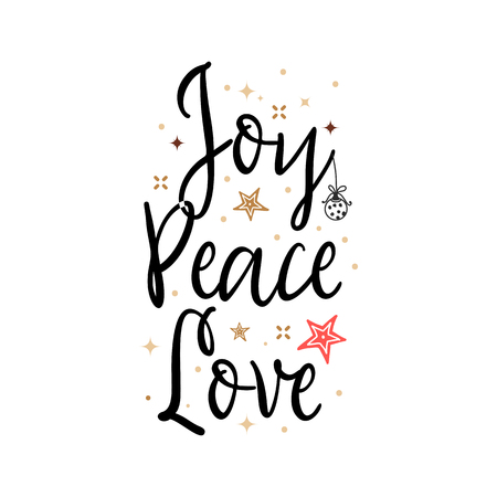 joy peace love. On a white background with 3d starsのイラスト素材