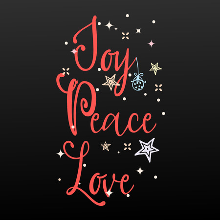 joy peace love. On a black backgroundのイラスト素材