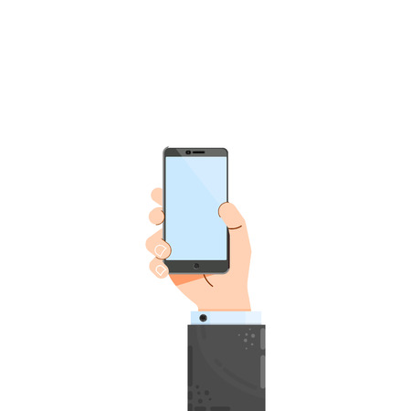 Hand phone - vector concept, flat design. On a white backgroundのイラスト素材