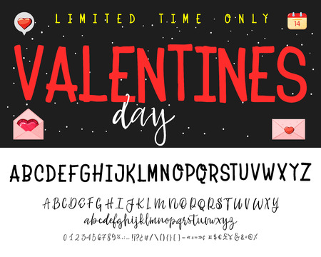 Valentine's day. The font is bold, handwriting, for love cards and wedding cards . isolated objectsのイラスト素材