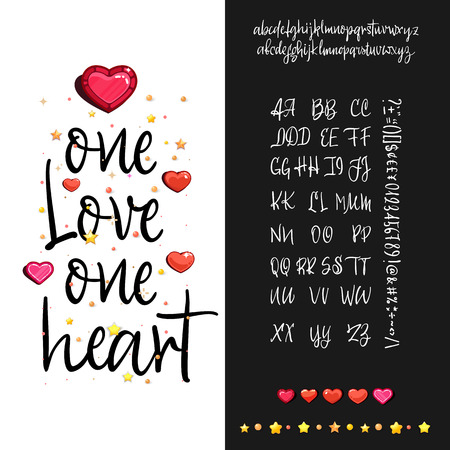 One love one heart. Calligraphic handwritingのイラスト素材
